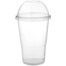 Eldobható pohár 300 ml víztiszta, Shaker-hez tető + pohár