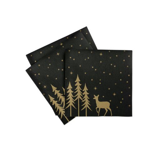 Duni karácsonyi szalvéta Liane, 40*40 , fekete