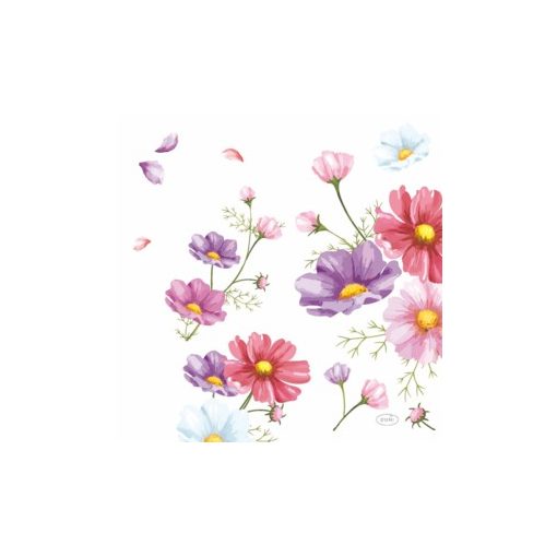 Duni papírszalvéta 33/3 lila virágok, 20 db/cs