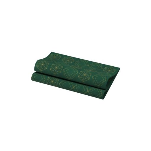 Dunisoft Star Green karácsonyi textilhatású szalvéta, 40*40