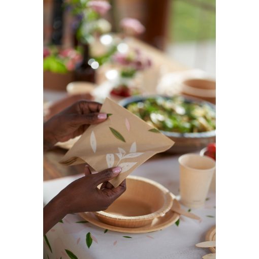 Duni szalvéta 3 rétegű 33x33 Natur leveles,Embrace