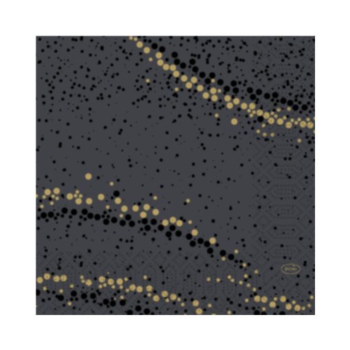 Duni szalvéta 3 rétegű 33x33 Golden Stars fekete 50 db/cs