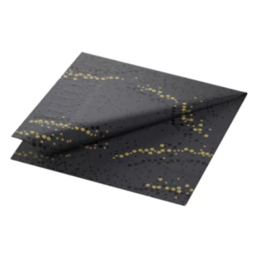 Duni szalvéta 3 rétegű 33x33 Golden Stars fekete 50 db/cs