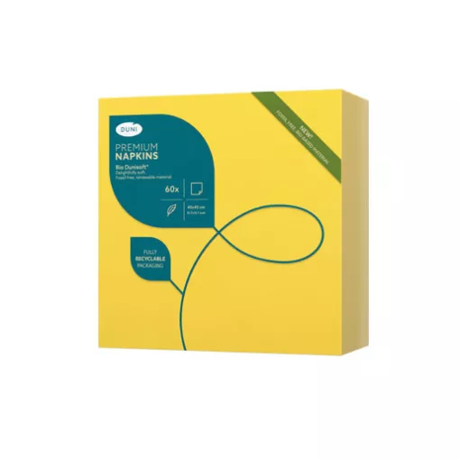 DuniSoft BIO textilhatású szalvéta Sárga, 60 db/cs.
