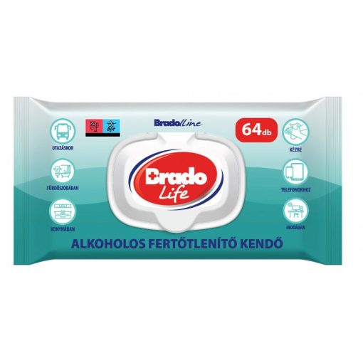 Bradolife fertőtlenítő kendő 64db/doboz