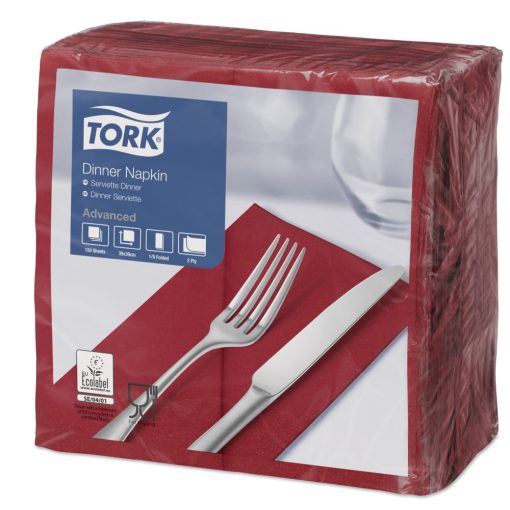 Tork Dinner szalvéta bordó, 2r, 1/8