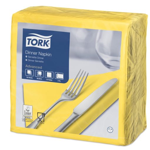 Tork Dinner szalvéta sárga, 1/4, 2r.