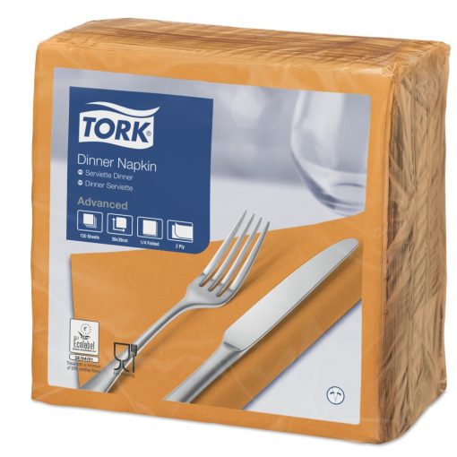 Tork Dinner szalvéta narancssárga, 1/4, 2r.