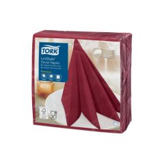   Tork Linstyle Dinner textilhatású szalvéta bordó, 50 db/cs.